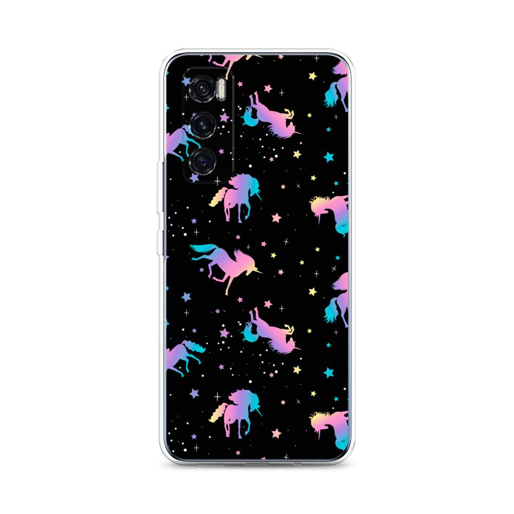 

Чехол для Vivo V20 SE "Единороги градиент", Черный;розовый;голубой, 263550-1