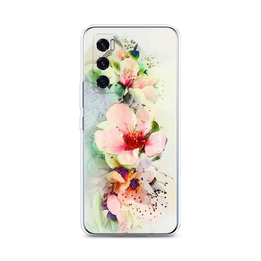 

Чехол для Vivo V20 SE "Нежные цветы", Зеленый;розовый, 263550-2