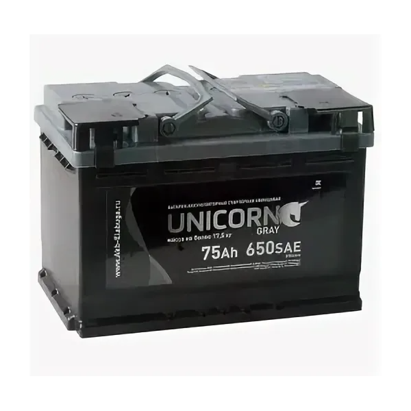 фото Аккумулятор unicorn grey 75l 650a 278x175x190