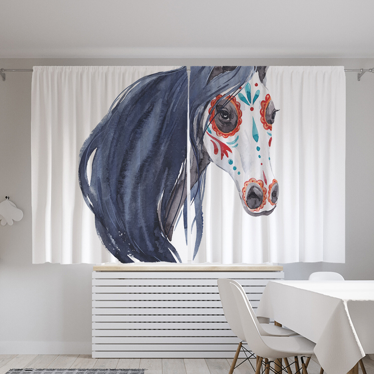 фото Классические шторы joyarty "восточная лошадь", серия oxford delux, 2 полотна 145x180 см
