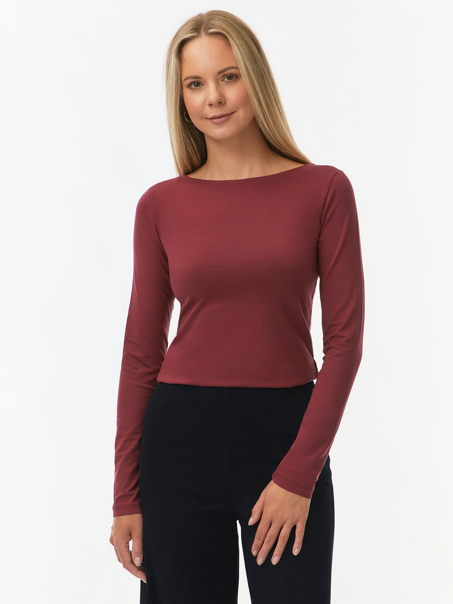 

Лонгслив женский oodji 24201007B красный 2XL, 24201007B