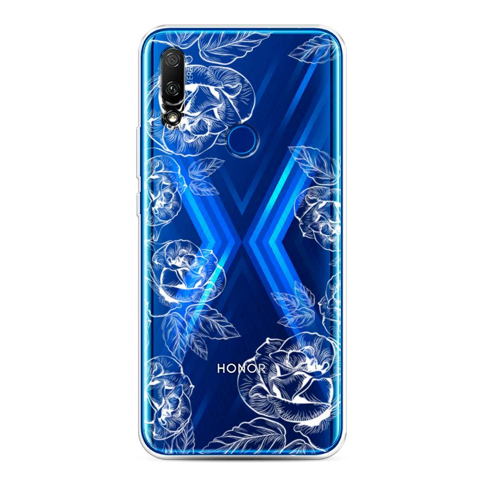 

Чехол на Honor 9X "Розы графика", Черный;серый, 69950-2