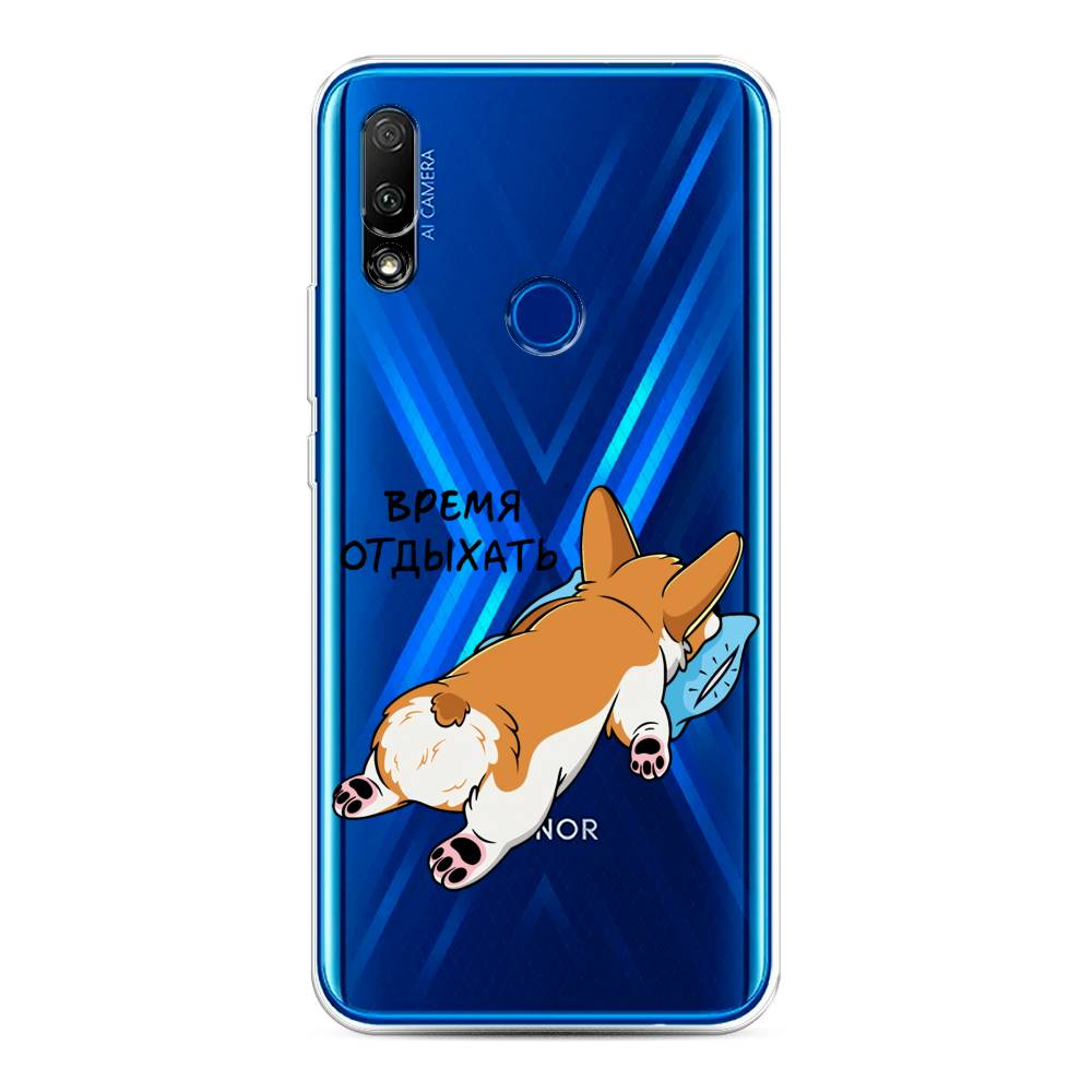 

Чехол на Honor 9X/Huawei P Smart Z "Корги отдыхает", Черный;коричневый;голубой, 69950-1