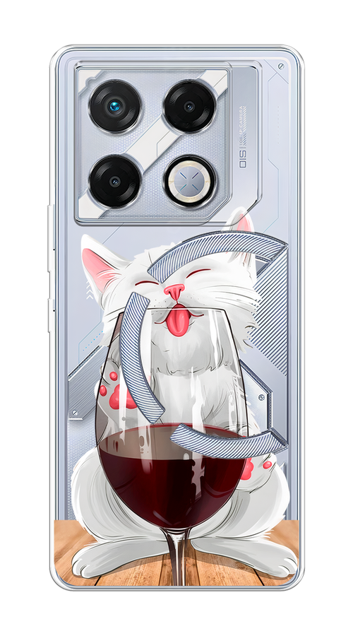 

Чехол на Infinix GT 20 Pro "Кот с бокалом", Прозрачный;белый;красный, 3106250-1