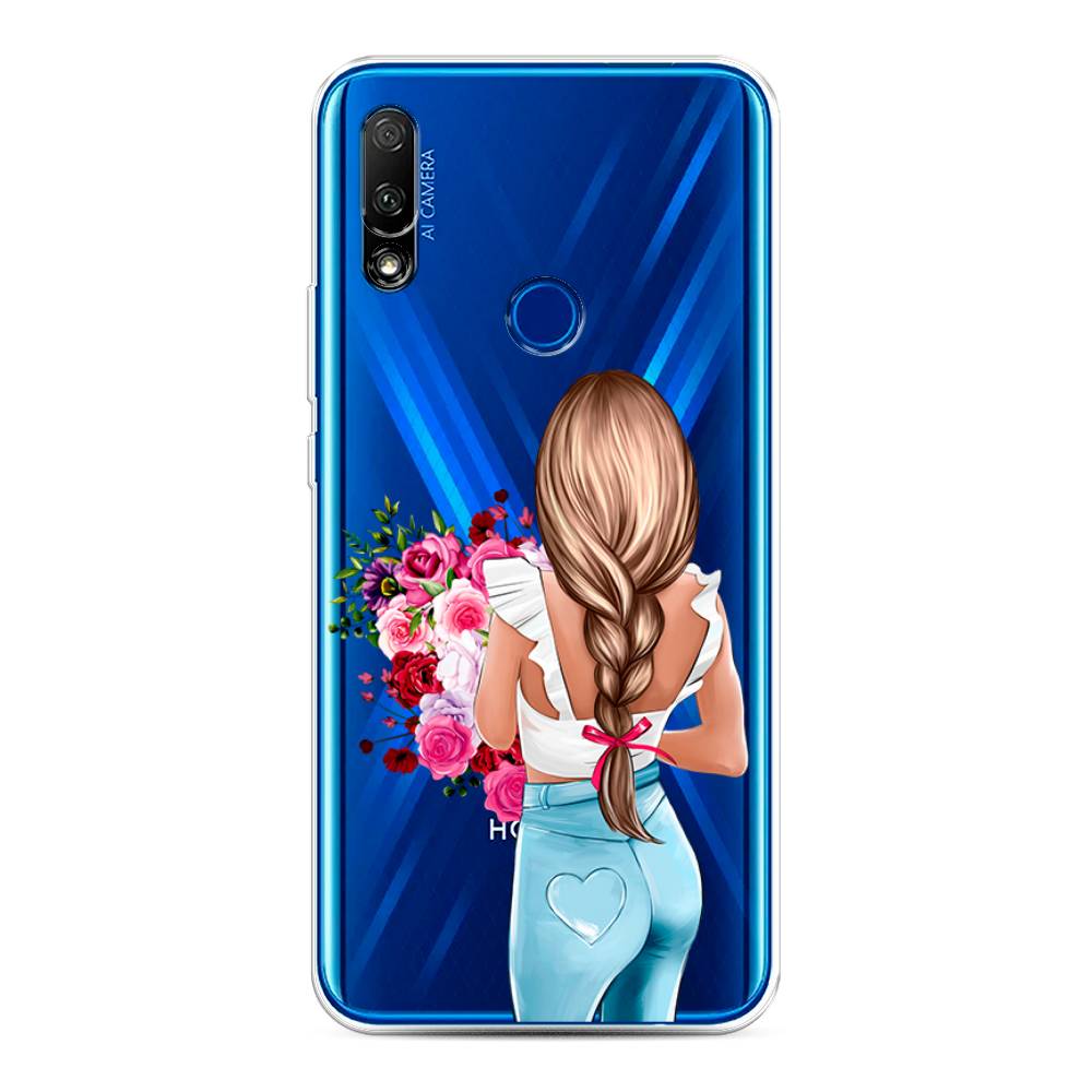 

Чехол на Honor 9X/Huawei P Smart Z "Девушка с цветами", Коричневый;розовый;голубой, 69950-6