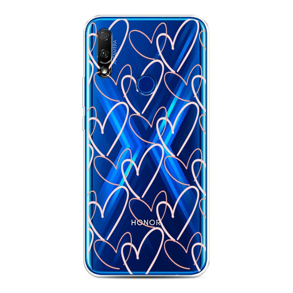 

Чехол на Honor 9X/Huawei P Smart Z "Узор из сердечек", Розовый;бежевый, 69950-6