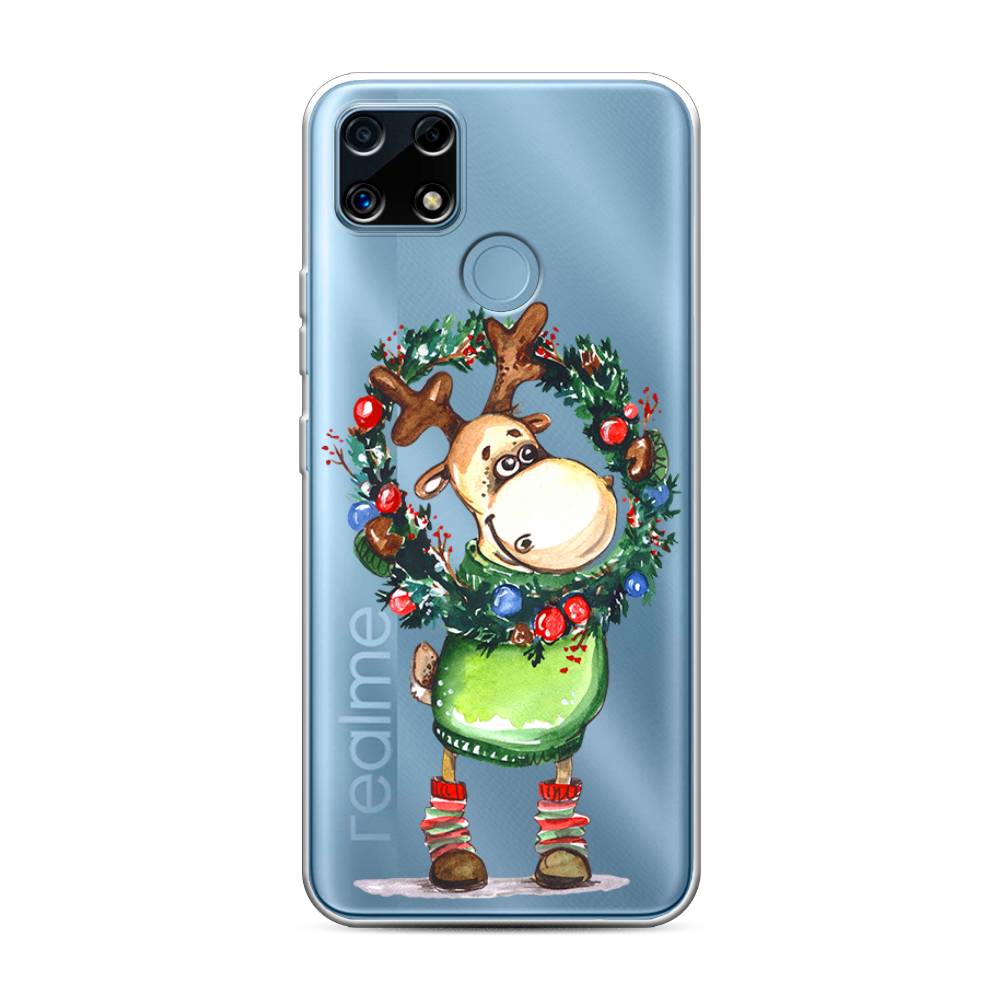 

Чехол для Oppo Realme C25/C25s "Олень с новогодним венком", 256950-4