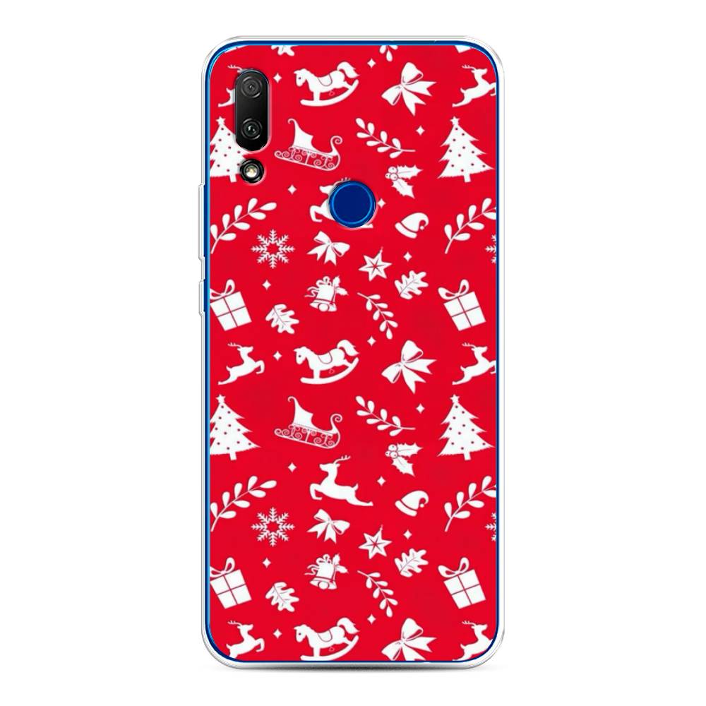 

Чехол для Honor 9X/Huawei P Smart Z "Красный новогодний фон", Красный;белый, 69950-5