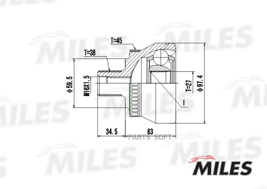 

Шрус Audi A4 I-Ii/A6 Ii/A8 I/Vw Passat V 1.9Tdi-2.8 94-05 Нар. +Abs Miles GA20036