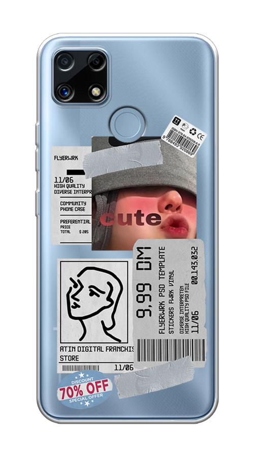 

Чехол на Realme C25/C25s "Cute girl collage", Розовый;серый;голубой, 256950-6