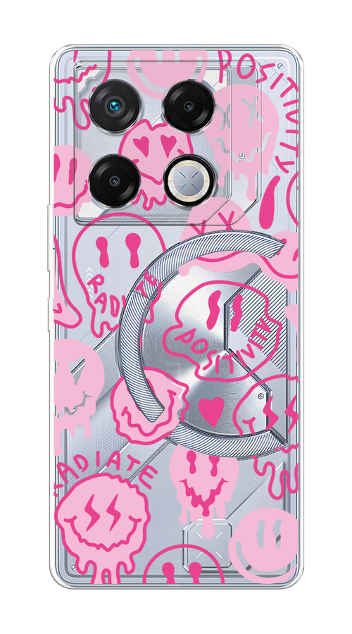 

Чехол на Infinix GT 20 Pro "Галлюциногенные смайлики", Прозрачный;розовый, 3106250-1
