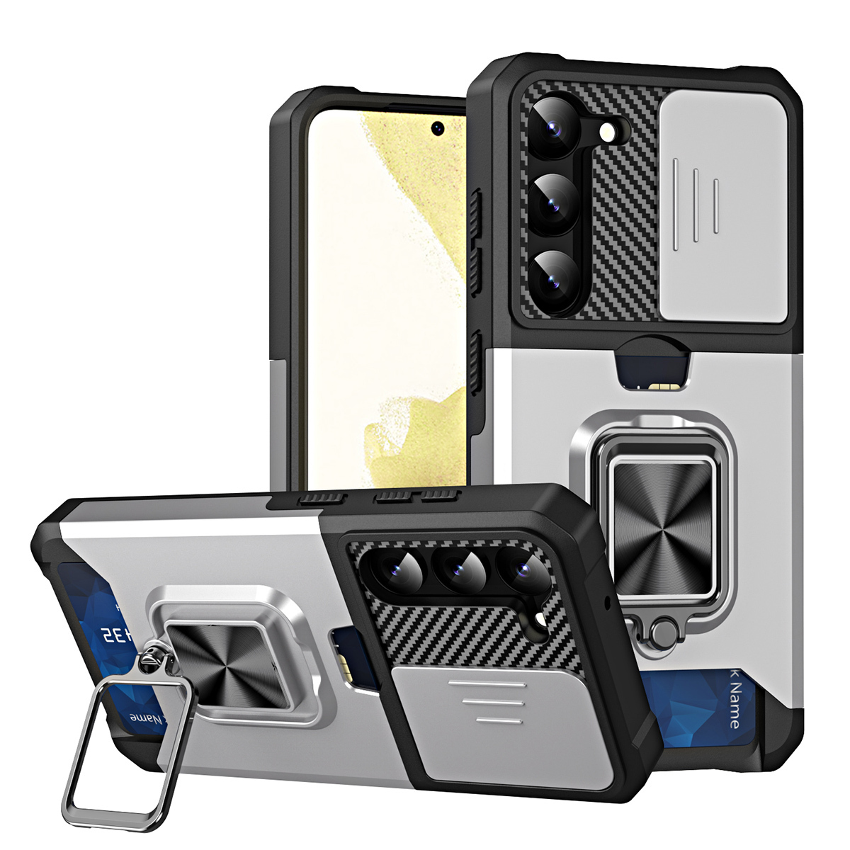 

Противоударный чехол Сard Reader Case для Samsung Galaxy S23+, серебряный, Серебристый, Сard Reader Case