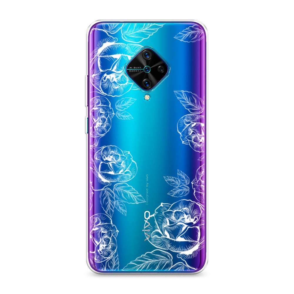 

Чехол на Vivo Y9s "Розы графика", Черный;серый, 262450-2