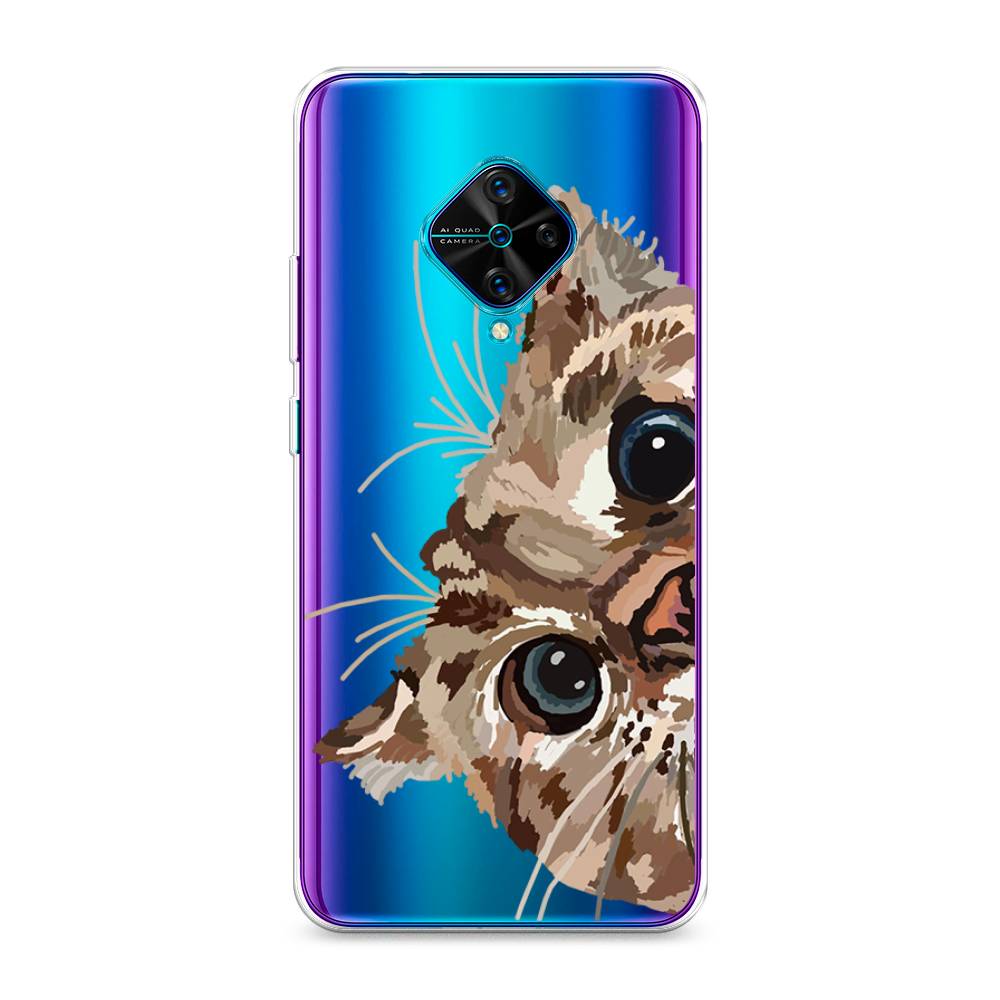 

Чехол на Vivo Y9s "Любопытный кот", Коричневый;синий;черный, 262450-1