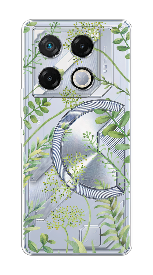 

Чехол на Infinix GT 20 Pro "Green Leaves", Зеленый;прозрачный, 3106250-1