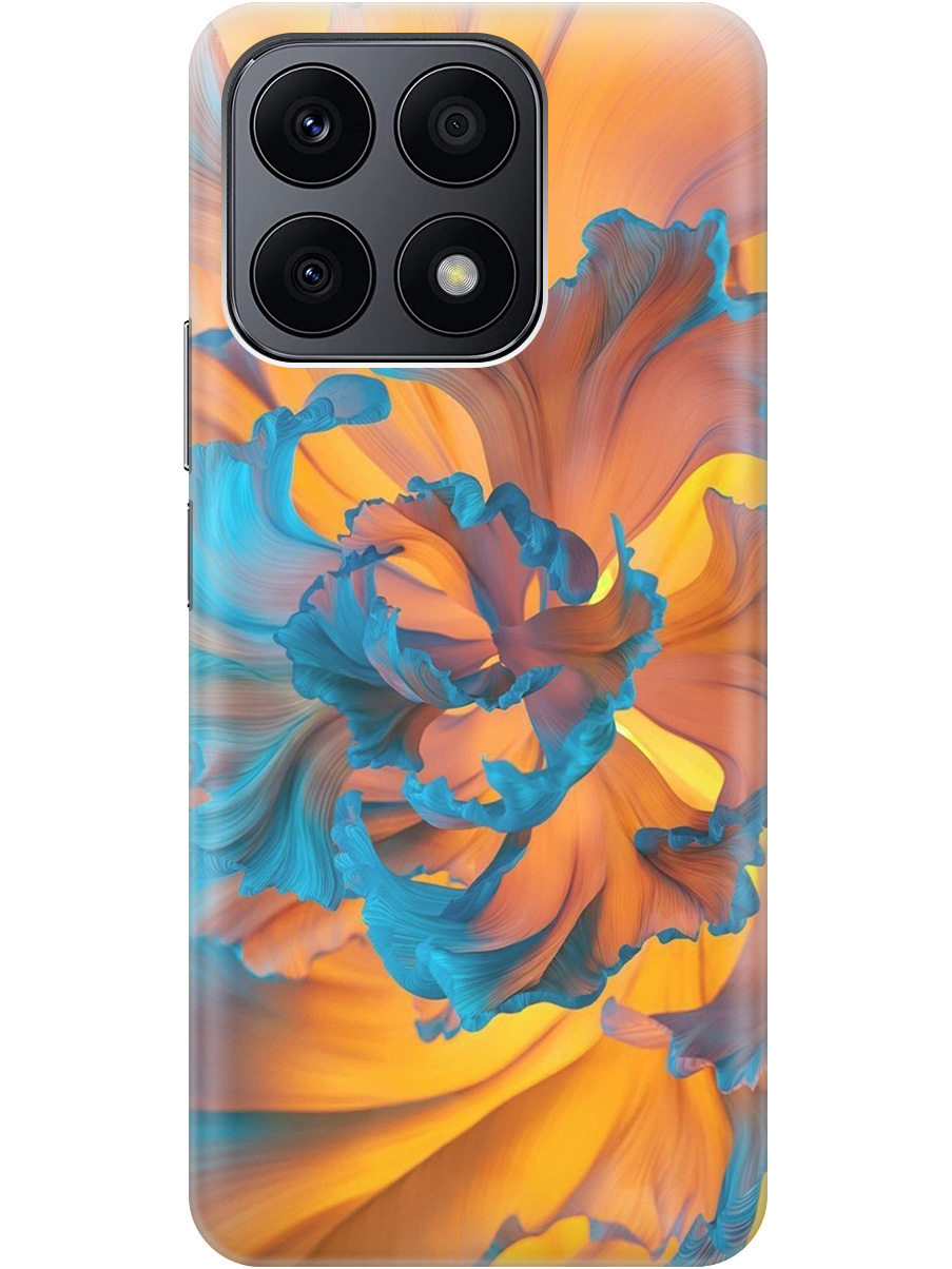 

Силиконовый чехол на Honor X8a с принтом "Желто-синий цветок" прозрачный, Голубой;желтый, 20010166