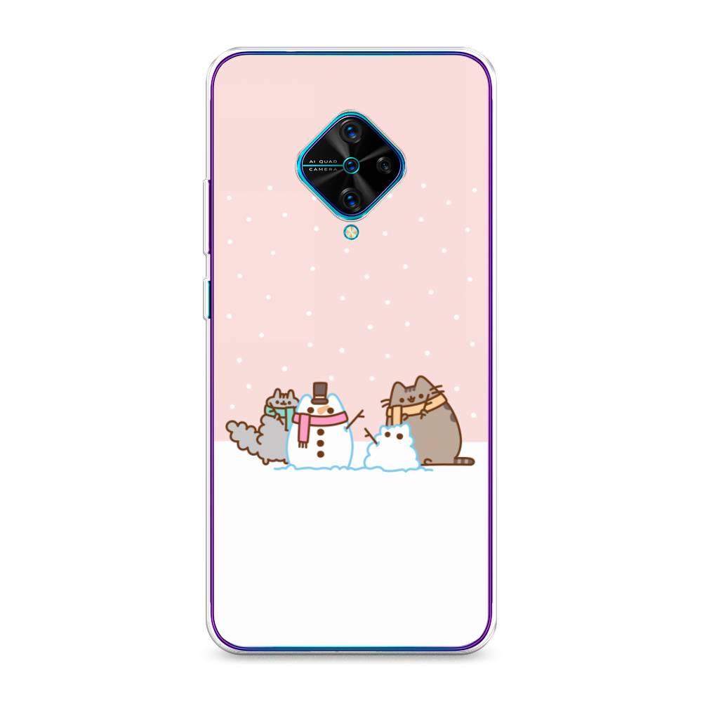 

Чехол для Vivo Y9s "Котики в снегу", Розовый;белый;серый, 262450-5