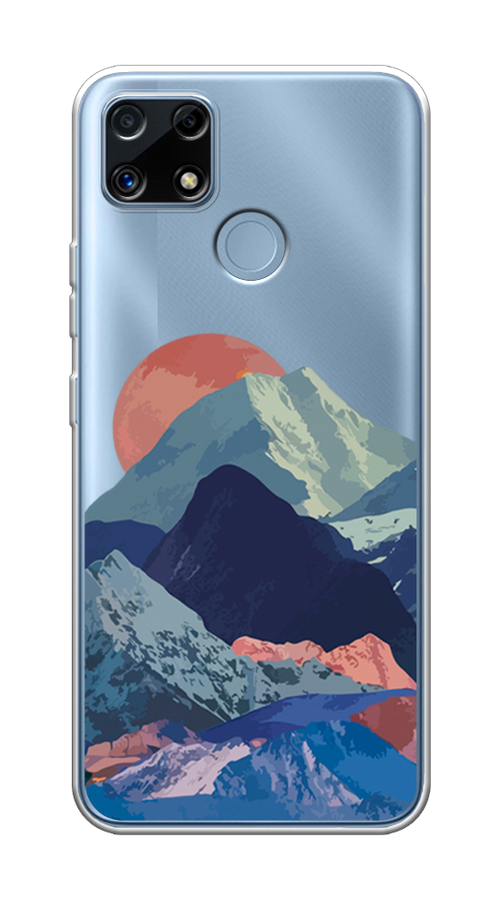 

Чехол на Realme C25/C25s "Закат в снежных горах", Красный;серый;голубой, 256950-2