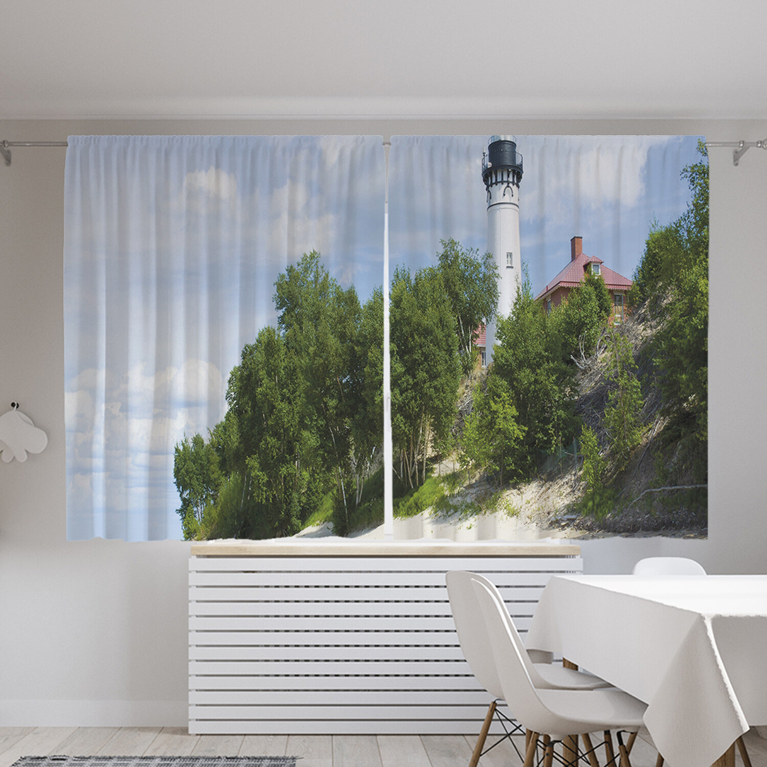 

Классические шторы JoyArty "Маяк на пляже", серия Oxford DeLux, 2 полотна 145x180 см, Маяк на пляже