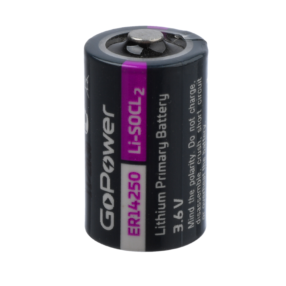 батарейка gopower 14505 li socl2 3 6v Батарейка GoPower 14250 1/2AA PC1 Li-SOCl2 3.6V с выводами (1/10/500)