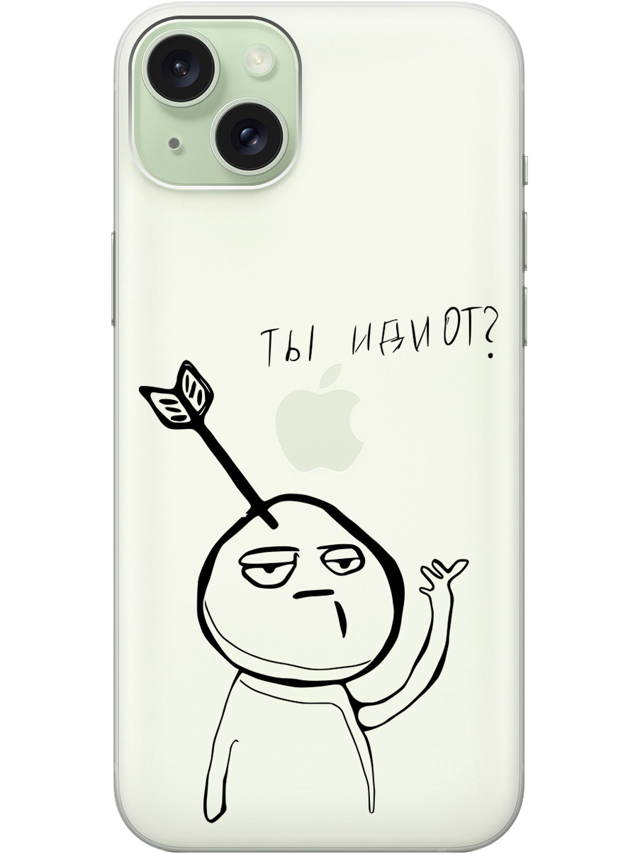 

Силиконовый чехол на Apple iPhone 15 Plus с 3D принтом "Idiot" прозрачный, Прозрачный;черный, 20010154