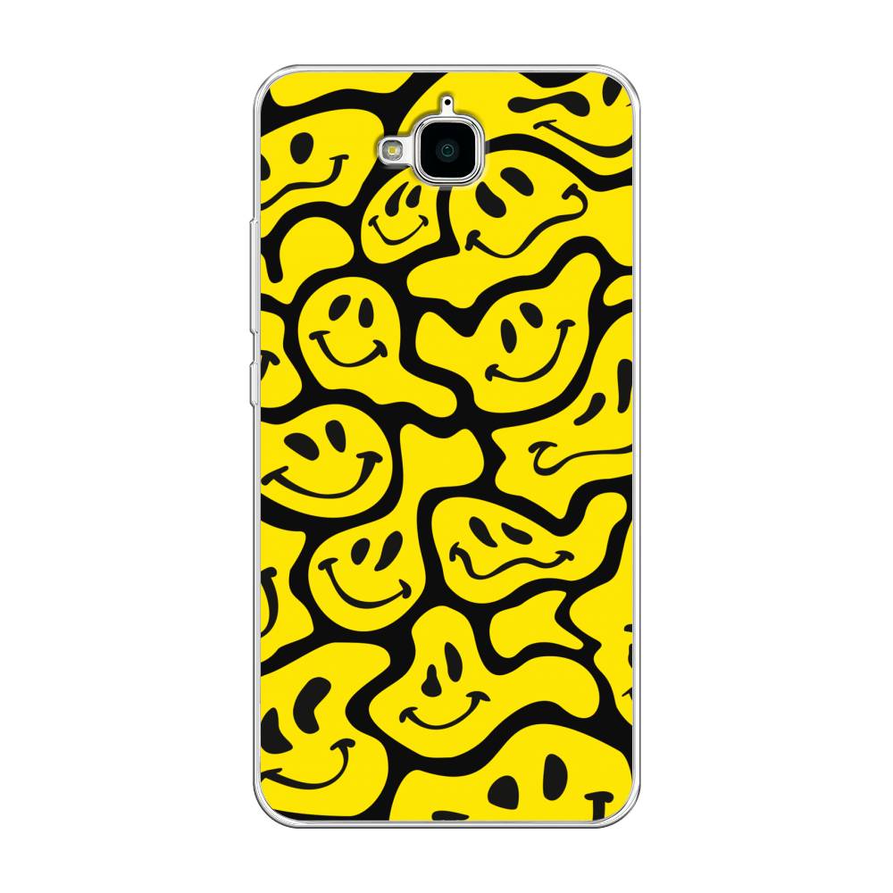 

Чехол на Honor 4C Pro "Расплывчатые смайлики желтые", Черный;желтый, 63250-6