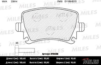 

Колодки Тормозные Audi A3/A4/A6/Skoda Octavia/Yeti/Vw Golf Задние Semimetallic Miles E1100