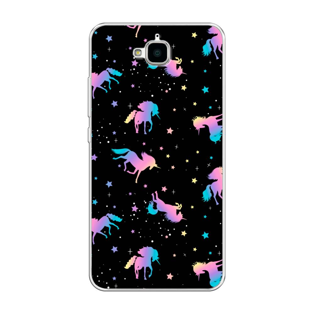 

Чехол на Honor 4C Pro "Единороги градиент", Черный;розовый;голубой, 63250-1