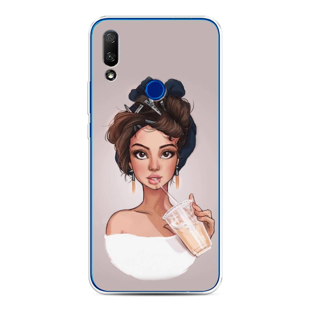 

Чехол для Honor 9X/Huawei P Smart Z "Девушка с фраппе", Серый, 69950-6