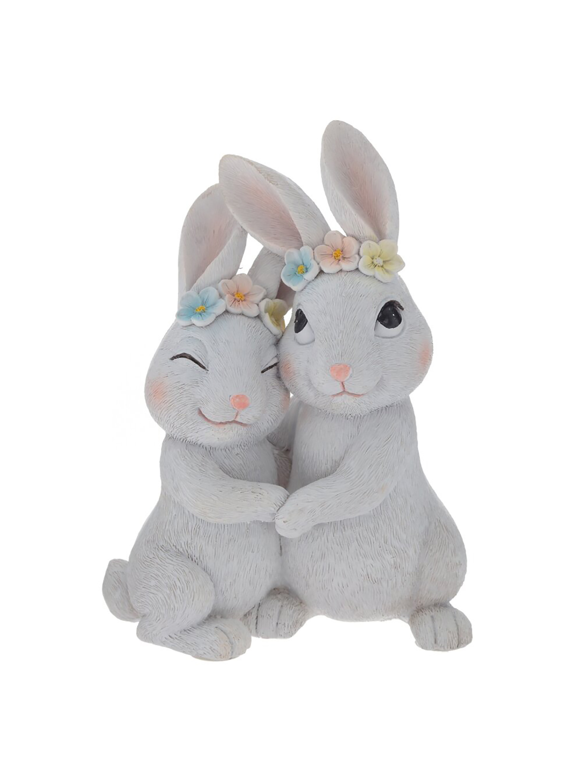 

Фигурка декоративная Remecoclub Зайцы, из полимера, 16x11x7 см, Белый