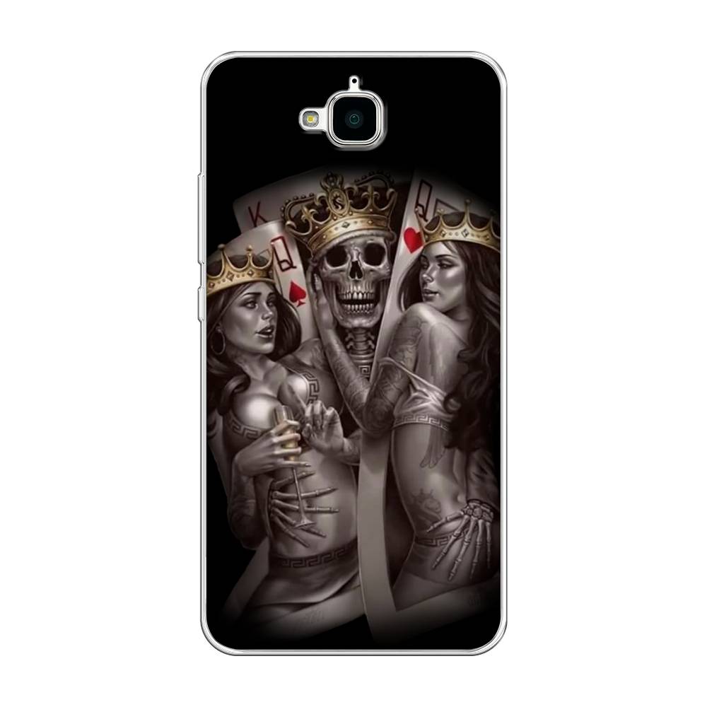 

Чехол на Honor 4C Pro "Карты король и королевы", Серый;желтый, 63250-6