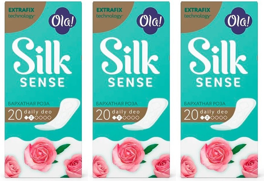 Прокладки ежедневные Ola! silk sense daily deo бархатная роза 20шт/уп 3 уп ola silk sense ватные диски 120