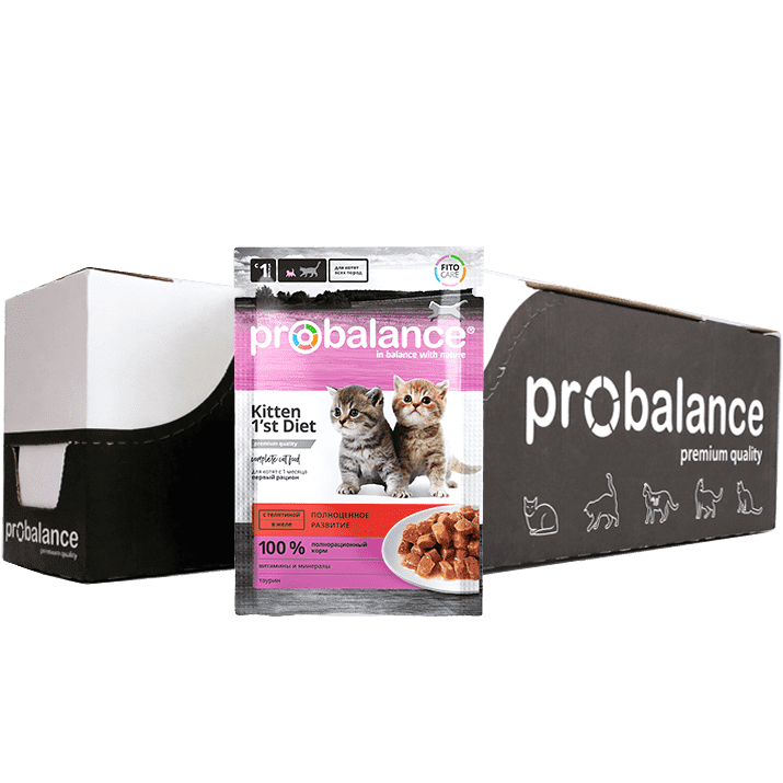 Влажный корм для котят ProBalance Kitten 1`st Diet, телятина в желе, 25 шт по 85 г