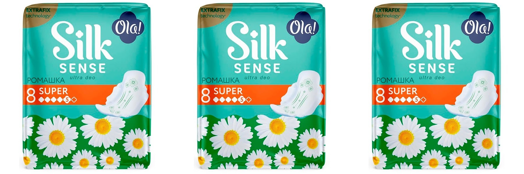 Гигиенические прокладки Ola SILK SENSE Ultra Deo Super ультратонкие 8 шт 3 уп 4630038000091 белый