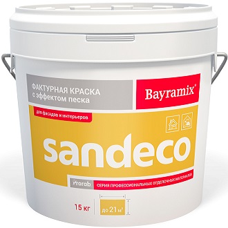 Краска Фактурная Bayramix Sandeco 15кг с Эффектом Песка, Белая, Колеруемая / Байрамикс Сан