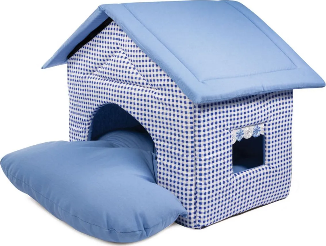 Домик для кошек и собак Gamma Садовый, голубой, 50x46x45см