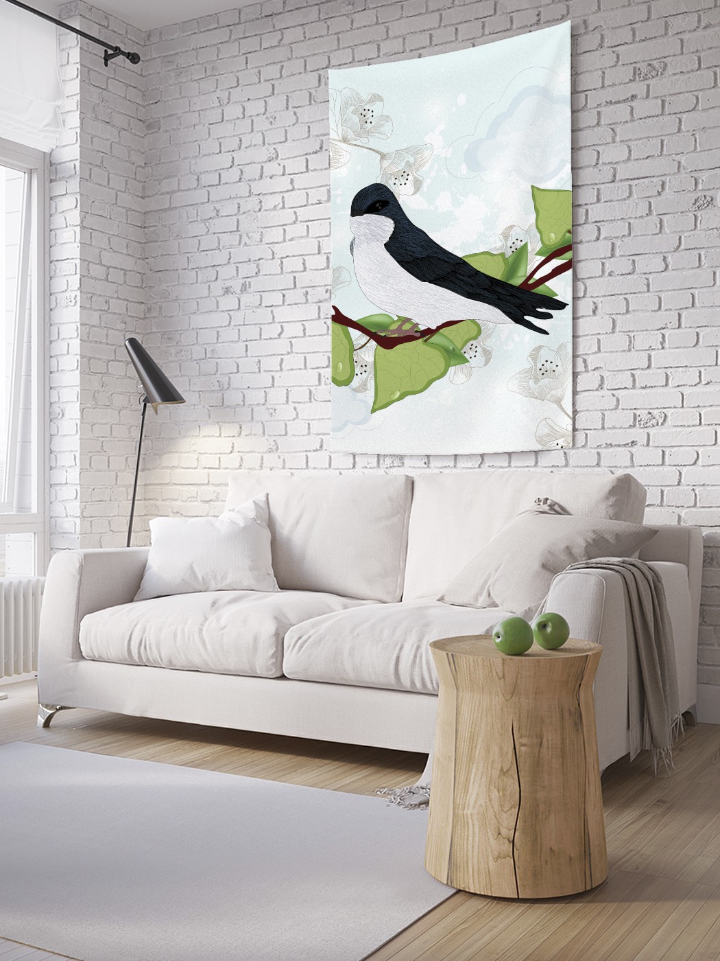 

Вертикальное фотопанно на стену JoyArty Ласточка на веточке 150x200 см, Ласточка на веточке