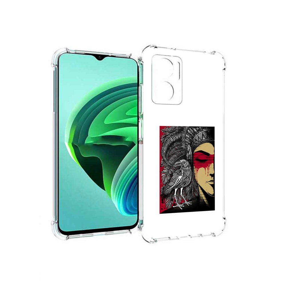 Чехол MyPads девушка с вороном в абстракции для Xiaomi Redmi Note 11E 5G