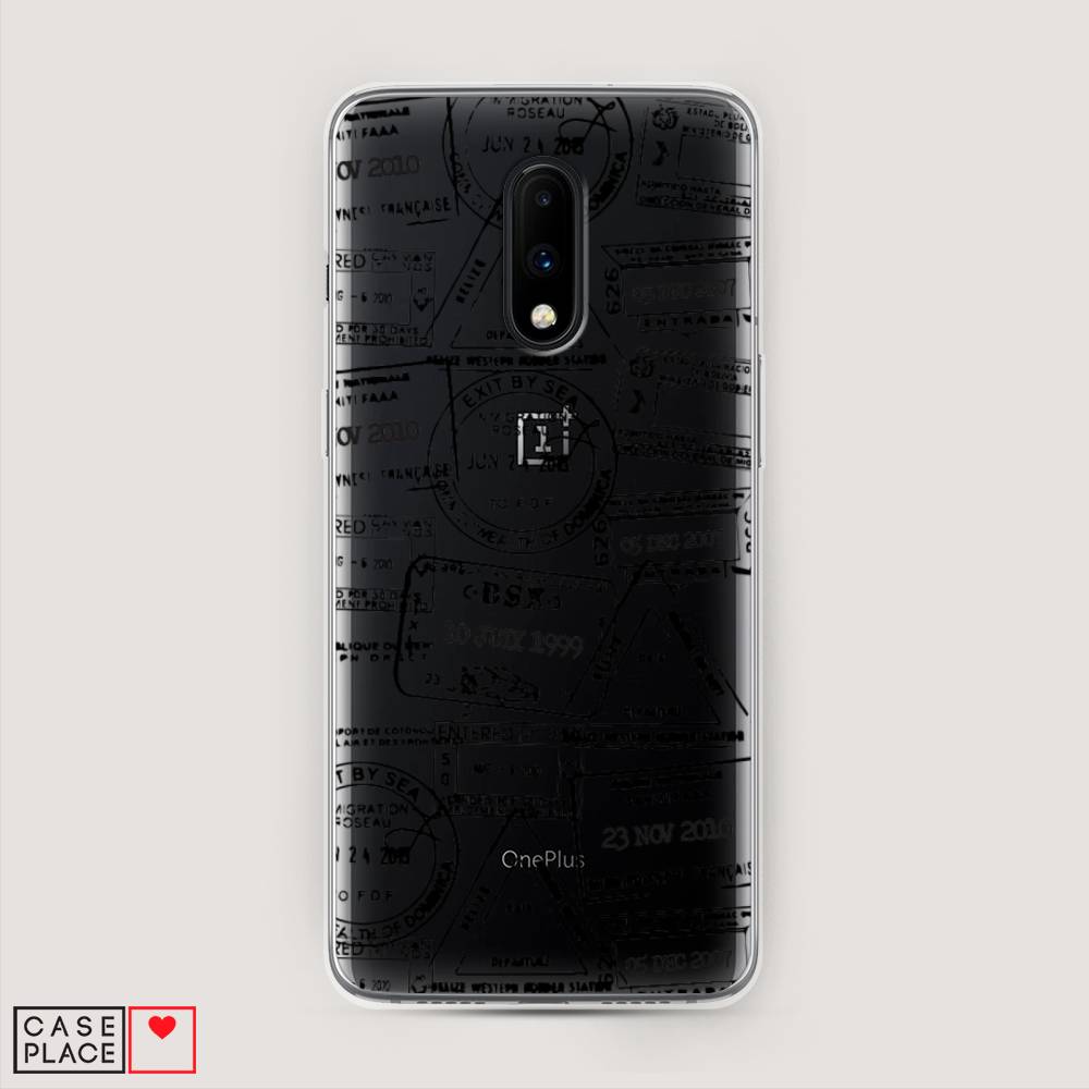 

Чехол на OnePlus 7 "Visa stamps 2", Белый;черный;серый, 150750-2