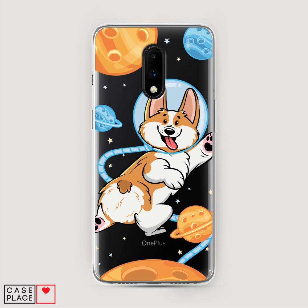 

Чехол на OnePlus 7 "Корги-космонавт", Голубой;бежевый;белый, 150750-1