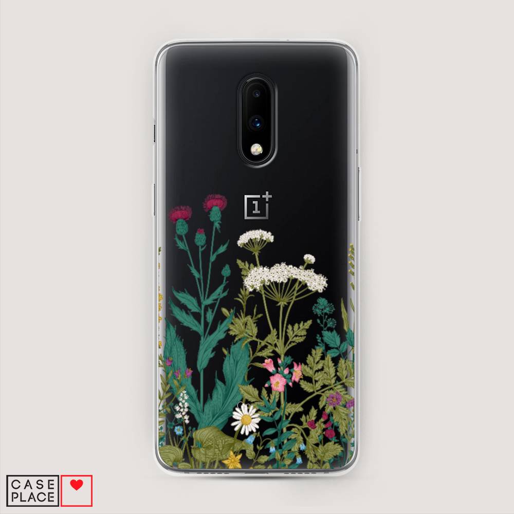 

Чехол на OnePlus 7 "Дикие полевые цветы", Зеленый;розовый;белый, 150750-2