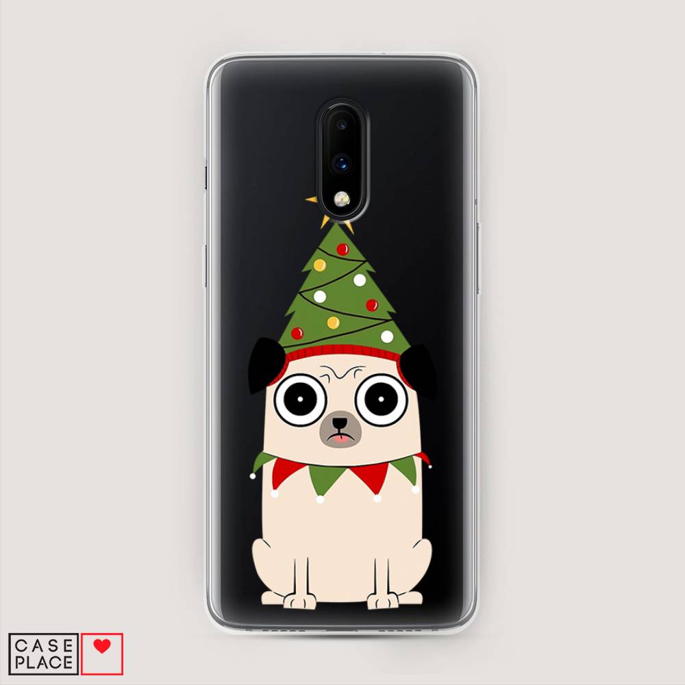 

Чехол на OnePlus 7 "Собачка с ёлочкой", Бежевый;красный;зеленый, 150750-1