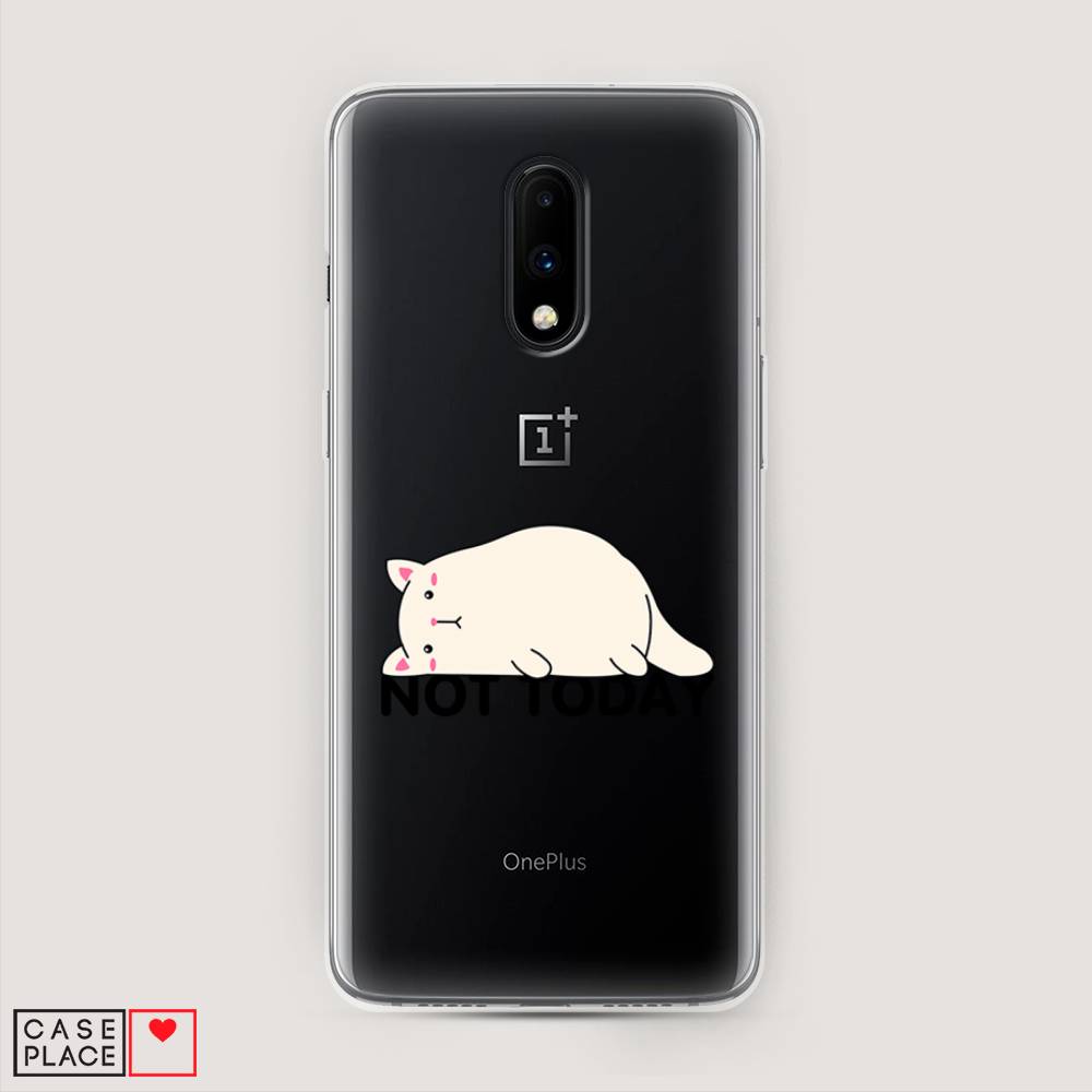 

Чехол на OnePlus 7 "Cat not today", Белый;розовый;черный, 150750-1