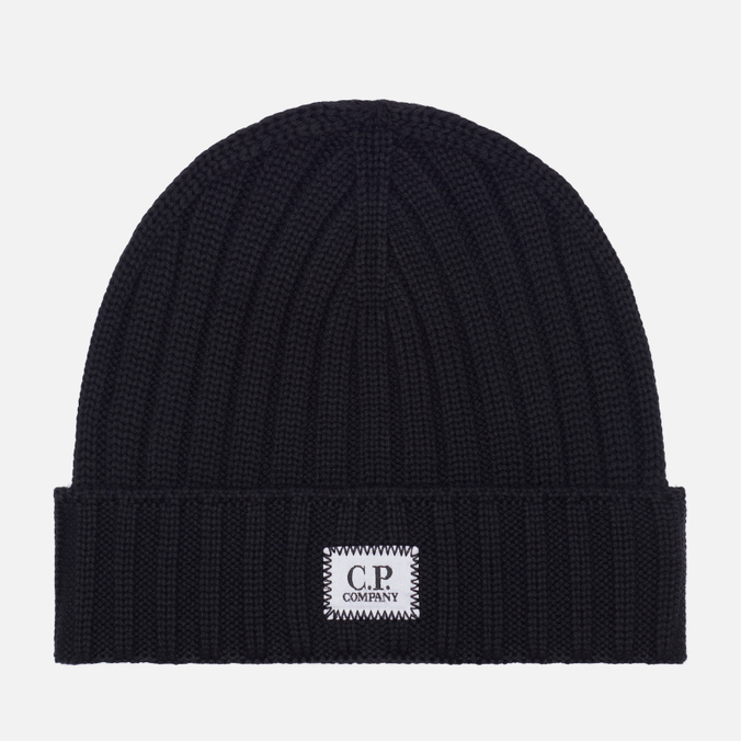 

Шапка бини унисекс C.P. Company Extra Fine Merino Wool Logo Beanie, черный, Extra Fine Merino Wool Logo Beanie