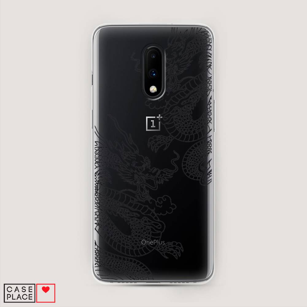 

Чехол на OnePlus 7 "Два китайских дракона", Серый;черный, 150750-1
