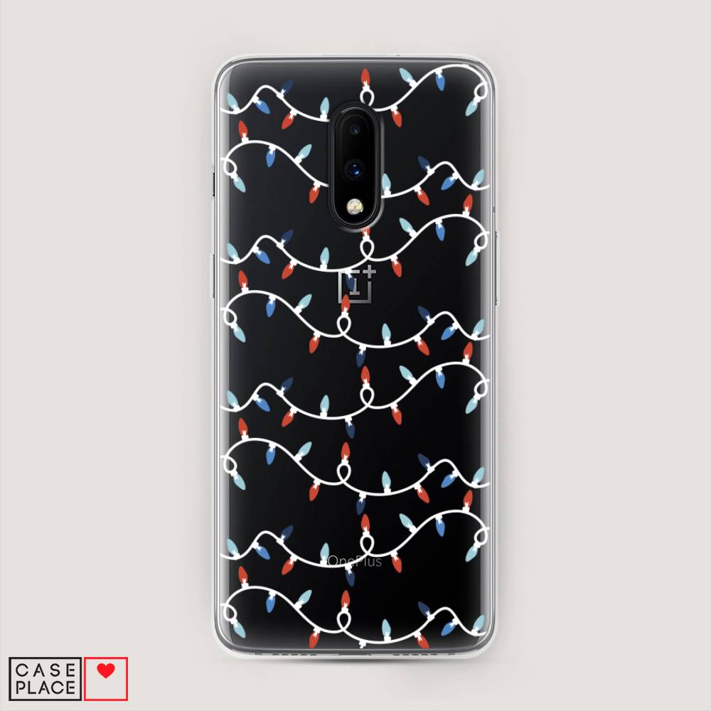

Чехол на OnePlus 7 "Разноцветная гирлянда", Белый;красный;синий, 150750-5