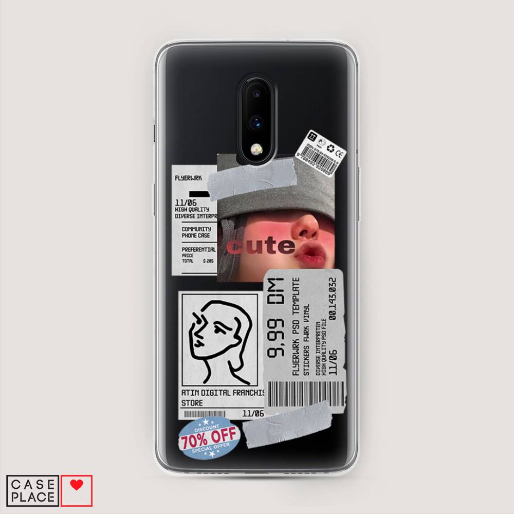 

Чехол на OnePlus 7 "Cute girl collage", Розовый;серый;голубой, 150750-6