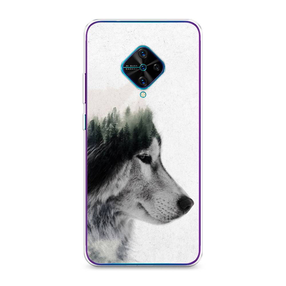 

Чехол для Vivo Y9s "Волк лес", Серый;белый, 262450-1