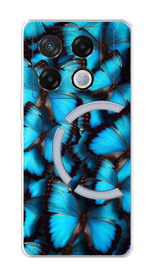 

Чехол на Infinix GT 20 Pro "Тропическая бабочка 2", Голубой;черный, 3106250-1