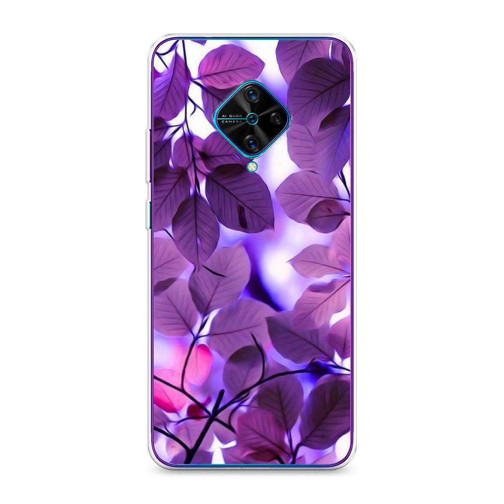

Чехол для Vivo Y9s "Сиреневые листики", Фиолетовый;голубой, 262450-2